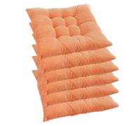 Lot de 6 Coussins Chaise Salle à Manger avec 2 Attaches, siège Cuisine antidérapants, Coussin Sol Chaud for Jardin, extérieur, Bureau ouleur : Rouge(Orange,45x45cm(6pcs))
