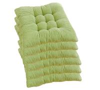 Lot de 6 Coussins Chaise Salle à Manger avec 2 Attaches, siège Cuisine antidérapants, Coussin Sol Chaud for Jardin, extérieur, Bureau, Classe, Couleur : Rouge(Green,45x45cm(6pcs))