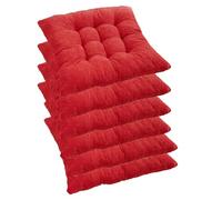 Lot de 6 Coussins Chaise Salle à Manger avec 2 Attaches, siège Cuisine antidérapants, Coussin Sol Chaud for Jardin, extérieur, Bureau ouleur : Rouge(Red,45x45cm(6pcs))