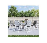 vidaXL Lot de 6 Coussins de Chaise à Dossier Bas, Galette de Siège Imperméable, Coussin d'Extérieur Anti-glissement Jardin 377676 Blanc G