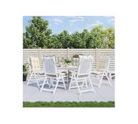 vidaXL Lot de 6 Coussins de Chaise à Dossier Haut, Galette de Siège Imperméable, Coussin d'Extérieur Anti-glissement Jardin 377610 Blanc G