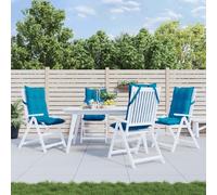 vidaXL Coussins de chaise à dossier haut Lot de 4 – Imperméable, anti-glissement – Bleu clair