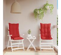 vidaXL Lot de 4 Coussins de Chaise à Dossier Haut, Galette de Siège Imperméable, Coussin d'Extérieur Anti-glissement Jardin 377621 Rouge G