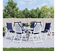 vidaXL Lot de 4 coussins de chaise à dossier haut – Imperméables antidérapants – Bleu marine
