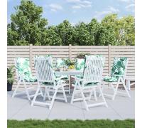 vidaXL Lot de 2 Coussins de Chaise à Dossier Haut, Galette de Siège Imperméable, Coussin d'Extérieur Anti-Glissement Jardin Terrasse, Modèle de Feuille