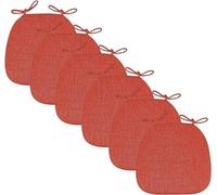 Lot de 6 coussins de chaise de salle à manger avec attaches douces et en forme de selle avec fermeture éclair, couleur orange pour plus de confort et de style