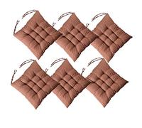 Lot de 6 coussins de chaise d'extérieur confortables pour jardin, terrasse, cuisine, salon - Marron - 40 x 40 x 5 cm