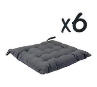 PEGANE Lot de 6 Coussins de Chaise en Coton Gris foncé, 38 x 38 cm