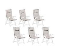 Lot De 6 Coussins En Tissu Gris Et Beige Pour Chaises De Jardin Toscana/Java Gris