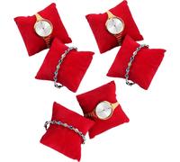 lot de 6 coussins pour montres, coussin pour montre, support pour montre, support pour montre avec revêtement en velours [rouge], support pour montre ou bracelet, présentoir pour montre, coussin pour