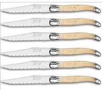 Lot de 6 Couteaux Laguiole en polymère Couleur façon Corne Blonde résistant au Lave Vaisselle Fabrication française Thiers Jean Néron Lame crantée