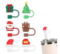 Lot de 6 Couvercle de Paille, Capuchon de Protection en Paille pour Tasse Stanley Accessoires de Tasse de Noël Couvercle de Paille pour Stanley Tasses de 30 et 40 Oz avec Poignée