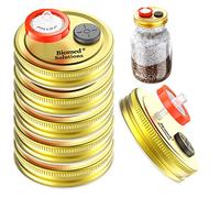 Lot de 6 couvercles de culture liquide à bouche régulière avec filtre de seringue PTFE de 0,2 micron et ports d'injection auto-cicatrisants de 20 mm pour mycologie en croissance