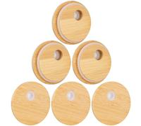 Lot de 6 couvercles en bambou avec trou pour paille - Pour gobelets en verre à ouverture normale - Convient pour les tasses de 58 mm de diamètre intérieur