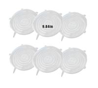 Lot de 6 couvercles extensibles en silicone réutilisables et durables pour le stockage des aliments, passent au lave-vaisselle et au congélateur (25 cm)