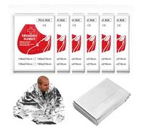 Lot de 6 couverture de survie réutilisable épaisse isothermique, tailles 130×210cm et 160×210cm, idéale comme couverture d'urgence thermique pour extérieur, randonnée, fenêtre et premiers secours