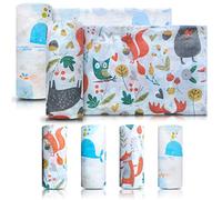 Lot de 6 Couvertures Lange et Serviettes de Toilette en Mousseline pour Bébé | Gaze de coton | Mixte pour garçon et fille | 2 couvertures 60 x 80 cm et 4 serviettes 20 x 25 cm