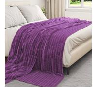 Lot de 6 couvertures polaire violet 270 x 240 cm - Plaid léger intérieur lavable