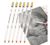 Lot de 6 Crayons à Charbon Blancs Crayon De Charbon De Bois Blanc Crayons Blanc De Surbrillance Pour Artiste Dessin Croquis Mélange Croquis Ombrage