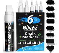Lot De 6 Crayons À Craie Blanche Pour Décoration De Pâques,Lavables,Lot De 45 Marqueurs À Craie Et 45 Étiquettes Pour Tableau Noir,Blanc, 6 Mm, 10 Mm Et 15 Mm)