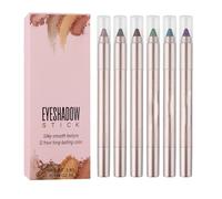 Lot de 6 crayons à paupières à paillettes, résistants à l'eau, crème nacrée à paillettes, pour maquillage des yeux
