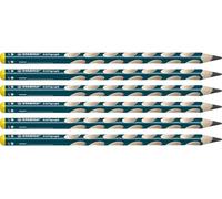 Lot de 6 crayons ergonomiques triangulaires pour gauchers - Stabilo Easy Graph en pétrole - Dureté 2B