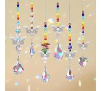 Lot de 6 Cristal Suncatcher Papillon Pendentif Suspendu Lustre Prisme Arc-en-Ciel Fabricant Ornement pour Maison Jardin Décoration, Cadeaux, Fenêtre Sun Catcher