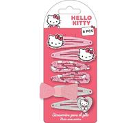 Lot de 6 crochets à cheveux Hello Kitty pour filles | Set de broches métalliques roses avec paillettes, nœud décoratif et motifs originaux Sanrio