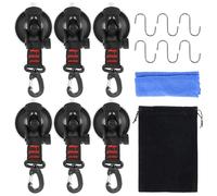 Lot de 6 crochets à ventouse de camping, rotatifs à 360 °, robustes, extra forts, ventouses portables avec anneau en D, crochet multifonction pour auvents latéraux de voiture, tentes, camping-cars (6