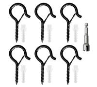 Lot de 6 crochets à visser en acier inoxydable avec vis de sécurité, parfaits pour guirlandes, mangeoires, lanternes, tasses, avec pitons M5, chevilles, vis et tournevis à ailettes -robustes et utiles