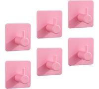 Lot de 6 crochets adhésifs en plastique rose pour peignoirs et serviettes de bain pour une suspension sans tracas sur les murs de la salle de bain,de la cuisine et plus encore. Crochet adhésif solide