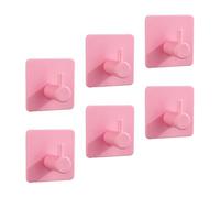 Lot de 6 crochets adhésifs en plastique rose pour peignoirs et serviettes de bain pour une suspension sans tracas sur les murs de la salle de bain, de la cuisine et plus encore. Crochet adhésif solide