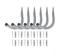 Lot de 6 crochets de garage de type J pour économiser de l'espace - Solution de rangement en métal pour outils et vélos - Installation murale facile (gris)