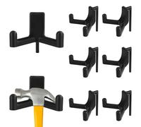 Lot de 6 crochets d'organisation d'abri de jardin, multi-usages compatibles avec Rubbermaid à double tête en résine, support d'outils électriques pour organisation et rangement de garage (noir)