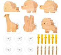 Lot de 6 crochets muraux autocollants en bois pour enfants - Sans perçage - Pour chambre d'enfant, chambre de bébé