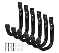 Lot de 6 crochets muraux haute performance pour le rangement de garage, de vélo, de tuyau, souffleur de feuilles, organisateur d'outils de jardin, crochets multi-usages pour échelles et objets