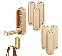 Lot de 6 crochets muraux pliables pour suspension, crochets muraux pliables en alliage de zinc, crochet mural pliable doré robuste pour salle de bain, cuisine, crochet rabattable pour suspendre