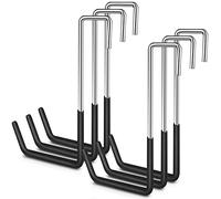 Lot de 6 crochets robustes en forme de S avec revêtement en vinyle pour suspendre une échelle, un vélo, un garage, un rangement - Noir