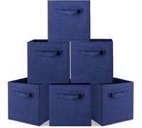 Lot de 6 Cube de Rangement Tissu, Pliants Boîtes de Rangement Ouvertes en Textile Caisse de Rangement 27 * 26 * 28 cm bleu foncé
