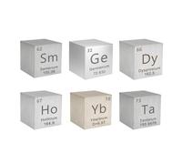 Lot de 6 cubes de 10 mm pour enquête de densité, gravité spécifique, expérimentation thermique, collection de tableaux périodiques Ge Sm Dy Ho Yb Ta