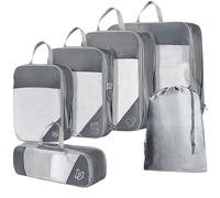 Lot de 6 cubes d'emballage de compression pour valise, matériau en maille respirante, peut prévenir les odeurs, adaptés à divers scénarios, rendant votre rangement de voyage plus efficace et pratique