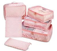 Lot de 6 cubes d'emballage de voyage - Lot de 6 organiseurs de bagage et système de cube de compression pour voyage avec sac à chaussures, accessoires pour organiser vos vêtements, valise ou sac à mai