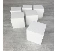 Lot de 6 Cubes en polystyrène, 9 cm, Blocs en Styropor Blanc à décorer