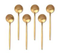Lot de 6 cuillères à café dorées en acier inoxydable - Cuillères à café à expresso de 13 cm - Cuillère à dessert - Mini cuillère à thé pour mélanger - Finition mate - Passe au lave-vaisselle