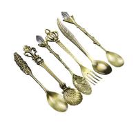 Lot de 6 cuillères à café élégantes vintage en alliage de zinc pour la maison, les thés, les fêtes