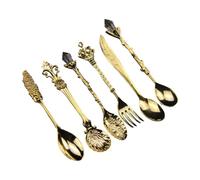 Lot de 6 cuillères à café élégantes vintage en alliage de zinc pour la maison, les thés, les fêtes