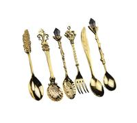 Lot de 6 cuillères à café élégantes vintage en alliage de zinc pour la maison, les thés, les fêtes