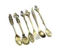 Lot de 6 cuillères à café élégantes vintage en alliage de zinc pour la maison, les thés, les fêtes