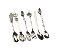 Lot de 6 cuillères à café élégantes vintage en alliage de zinc pour la maison, les thés, les fêtes