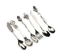Lot de 6 cuillères à café élégantes vintage en alliage de zinc pour la maison, les thés, les fêtes